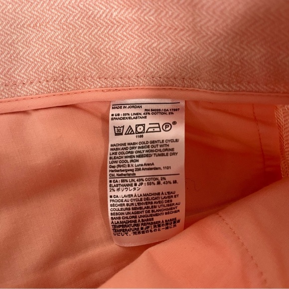 Banana Republic Linen Cotton Blend Bermuda Trouser Shorts 9” Pleated Peach - Picture 7 of 11